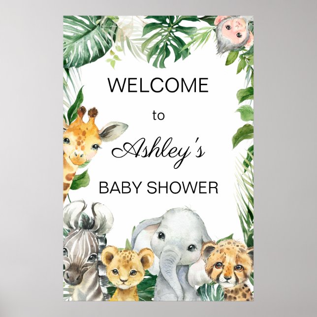 20x30 Safari Greenery Baby Shower Welcome Poster (Front)