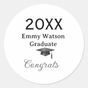 20XX bold letter congrats graduation name heart si Classic Round Sticker