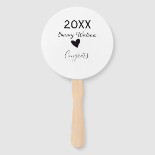 20XX bold letter congrats graduation name heart si Hand Fan
