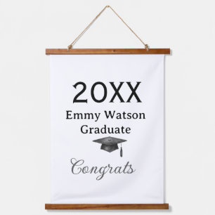 20XX bold letter congrats graduation name heart si Hanging Tapestry
