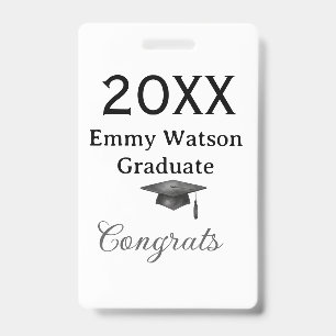20XX bold letter congrats graduation name heart si ID Badge