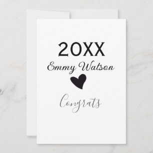 20XX bold letter congrats graduation name heart si Invitation