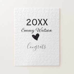 20XX bold letter congrats graduation name heart si Jigsaw Puzzle