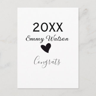 20XX bold letter congrats graduation name heart si Postcard