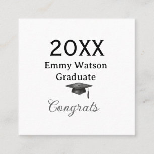 20XX bold letter congrats graduation name heart si Square Business Card