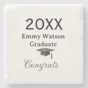 20XX bold letter congrats graduation name heart si Stone Coaster