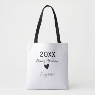 20XX bold letter congrats graduation name heart si Tote Bag