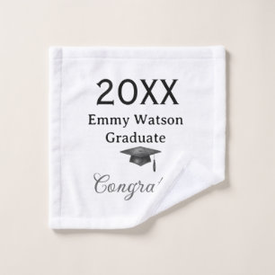 20XX bold letter congrats graduation name heart si Wash Cloth