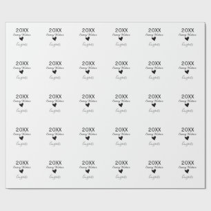 20XX bold letter congrats graduation name heart si Wrapping Paper