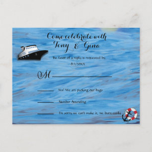 20XX Cruise Watercolor theme Wedding RSVP Postcard