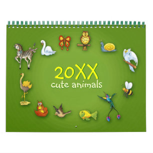 20XX   Cute Cartoon Animals Calendar