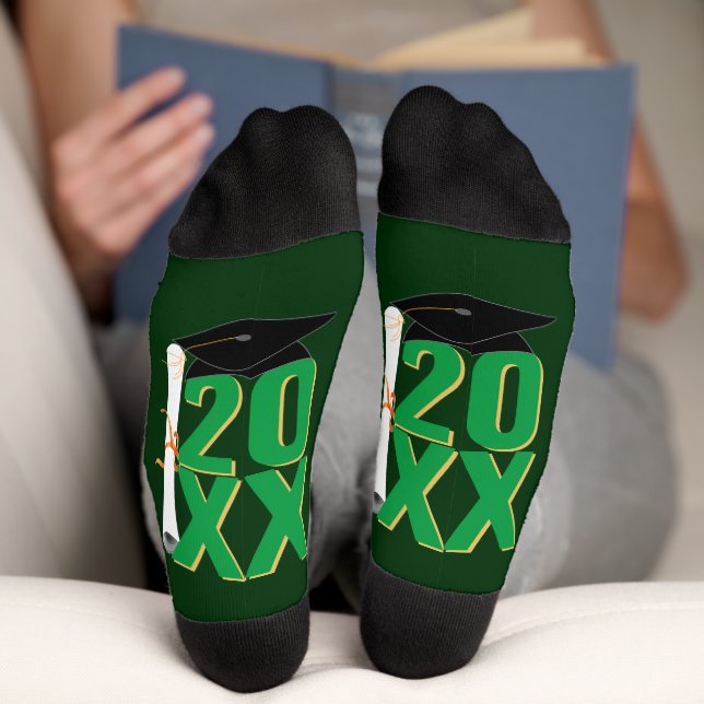 20XX Grad Cap and Diploma Graduation Socks (Bottom)
