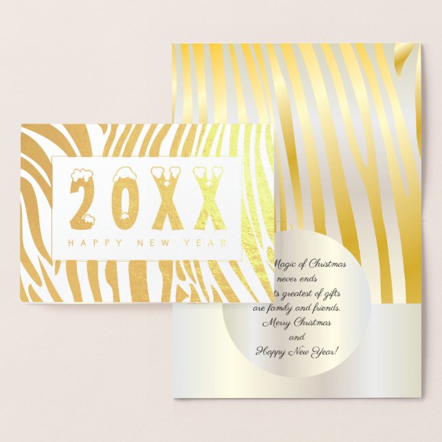 20XX Merry Christmas & Happy New Year! XMAS Zebra Foil Card (Display)