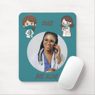 20XX New Year Cute Doctor Name and Photo Gift Mouse Pad