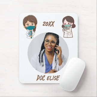 20XX New Year Cute Doctor Name and Photo Gift Mouse Pad