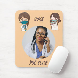 20XX New Year Cute Doctor Name and Photo Gift Mouse Pad