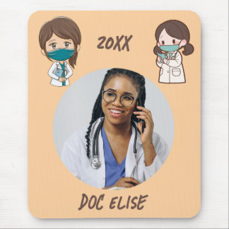 20XX New Year Cute Doctor Name and Photo Gift Mouse Pad