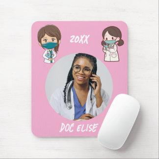 20XX New Year Cute Doctor Name and Photo Gift Mouse Pad