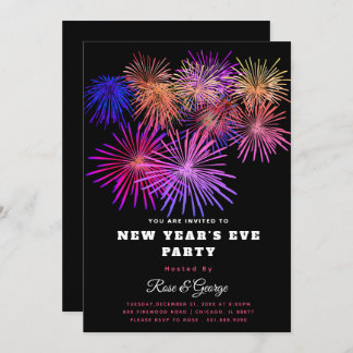 20XX New Year's Eve Party Colourful Fireworks Invitation