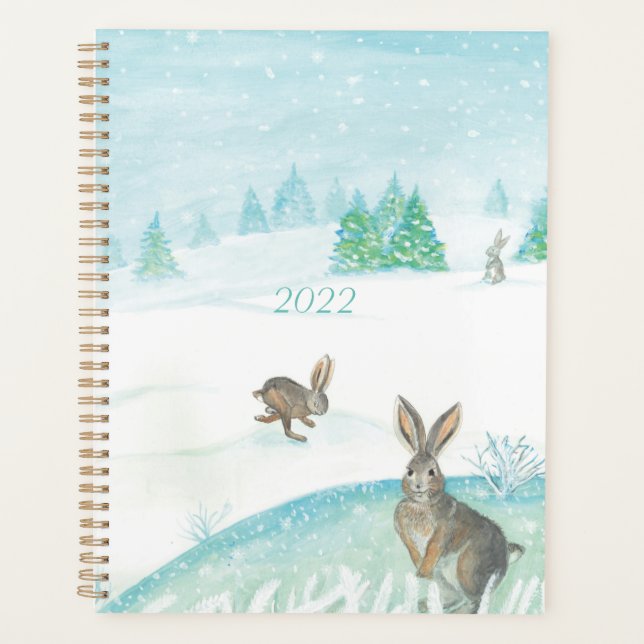 20XX Rabbits Sitting & Jumping On Snow  Planner (Front)