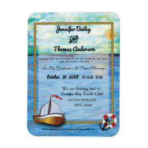 20XX Sail Boat Watercolor Wedding Invitation Magnet
