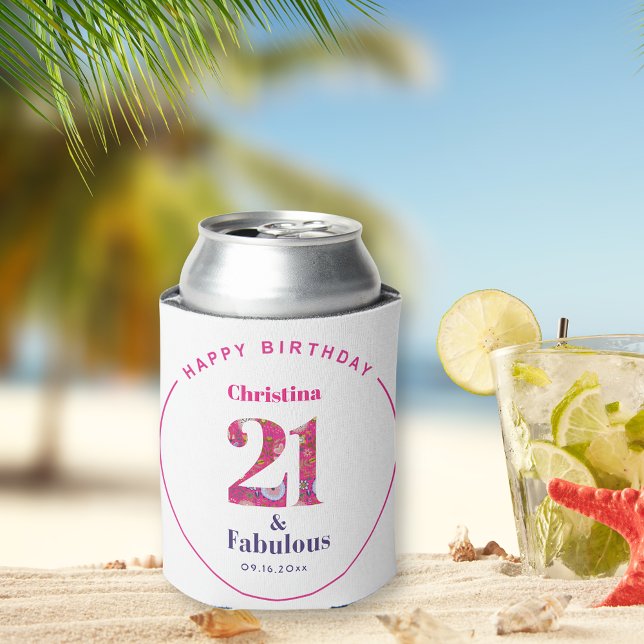 21 and Fabulous 21st Birthday Gift Can Cooler (Creator Uploaded)