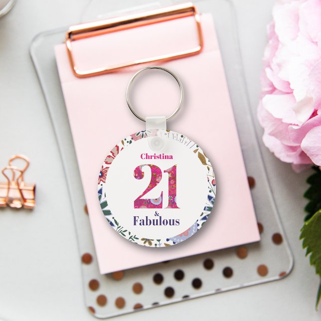 21 and Fabulous 21st Birthday Gift Key Ring (Creator Uploaded)
