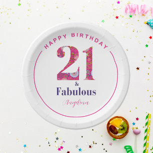 21 and Fabulous 21st Birthday Paper Plate