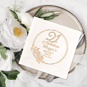 21 and Fabulous 21st Birthday Party Stamped Foil Napkins