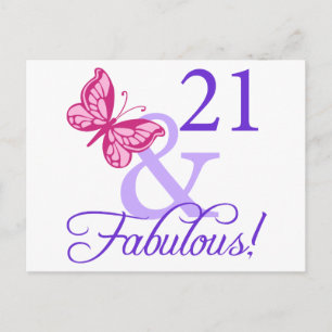 21 And Fabulous Birthday Postcard