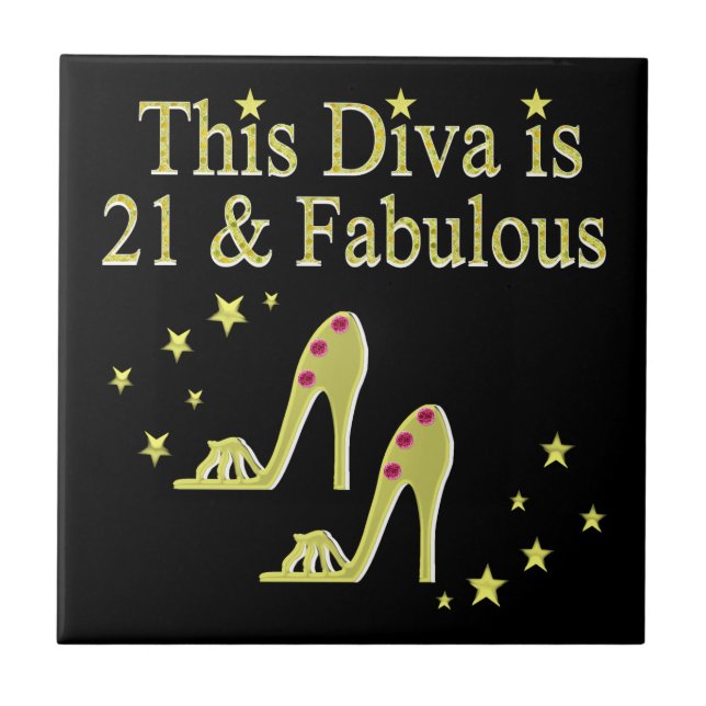 21 AND FABULOUS GOLD SHOE QUEEN DESIGN TILE (Front)
