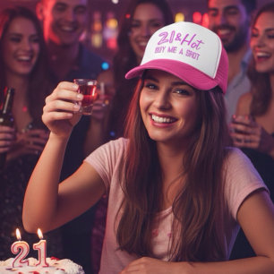 21 and Hot Buy A Drink Neon Trucker Hat