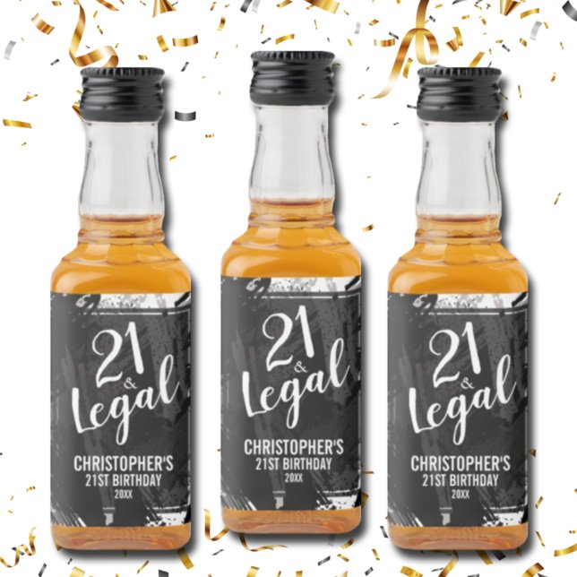 21 and Legal Black Grey Camo Custom Mini Liquor Bottle Label (Creator Uploaded)