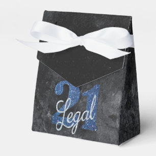 21 and Legal Blue 21st Birthday Chic Glitter Favour Box