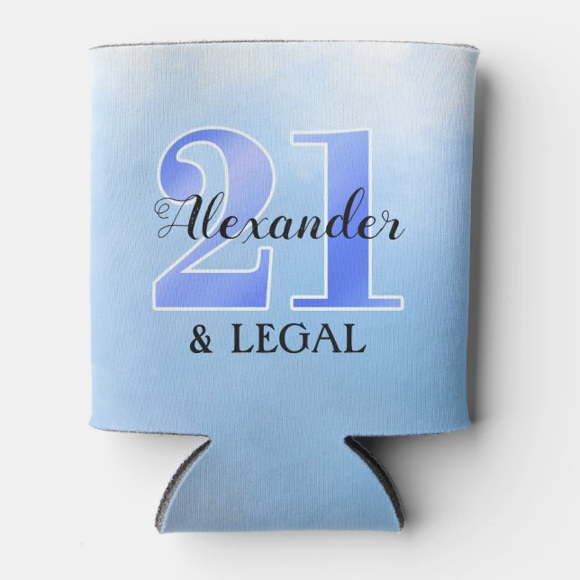 21 and legal blue can cooler (Front)