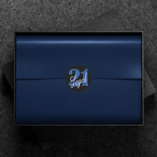 21 and Legal   Blue Faux Glitter 21st Birthday Classic Round Sticker