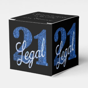 21 and Legal Blue Glitter Custom 21st Birthday Favour Box