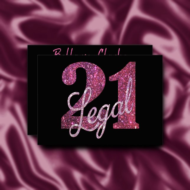 21 and Legal | Fun Pink Faux Glitter 21st Birthday Invitation (Creator Uploaded)