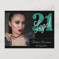 21 and Legal | Green 21st Birthday Photo Thank You