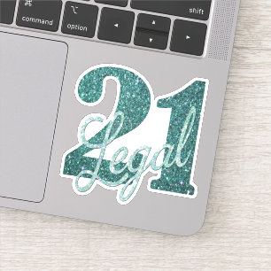 21 and Legal   Green Faux Glitter 21st Birthday