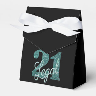 21 and Legal Green Faux Glitter 21st Birthday Favour Box