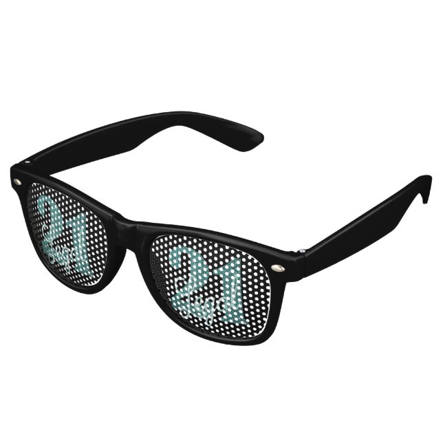 21 and Legal | Green Faux Glitter 21st Birthday Retro Sunglasses (Angled)