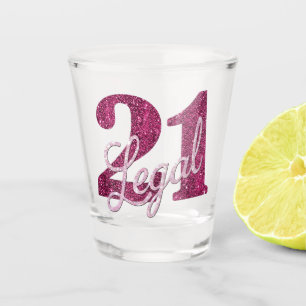 21 and Legal Millennial Pink 21st Birthday Party Shot Glass