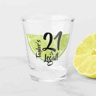 21 and Legal on a Lime Personalised Shot Glass