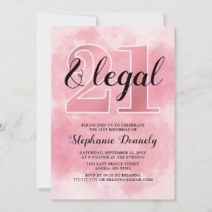 21 and legal pink invitation
