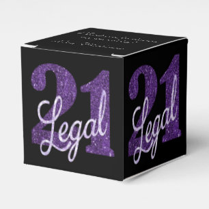 21 and Legal   Purple Glitter Chic 21st Birthday Favour Box