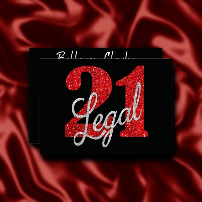 21 and Legal | Red Faux Glitter 21st Birthday Invitation (Creator Uploaded)