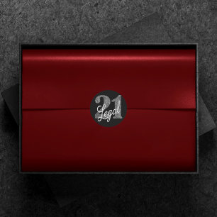 21 and Legal Silver Grey and Black Monochrome Classic Round Sticker