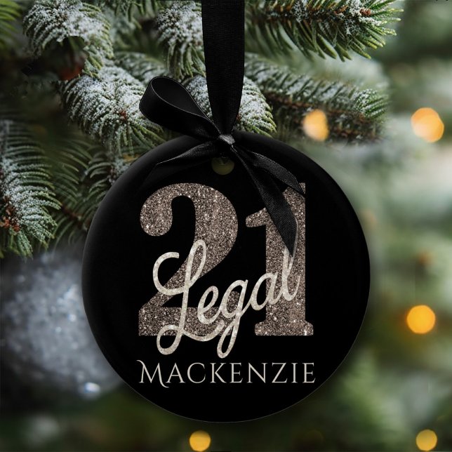 21 and Legal | Taupe 21st Birthday Keepsake Ceramic Ornament (Creator Uploaded)