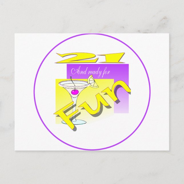 21 And Ready For Fun Postcard (Front)